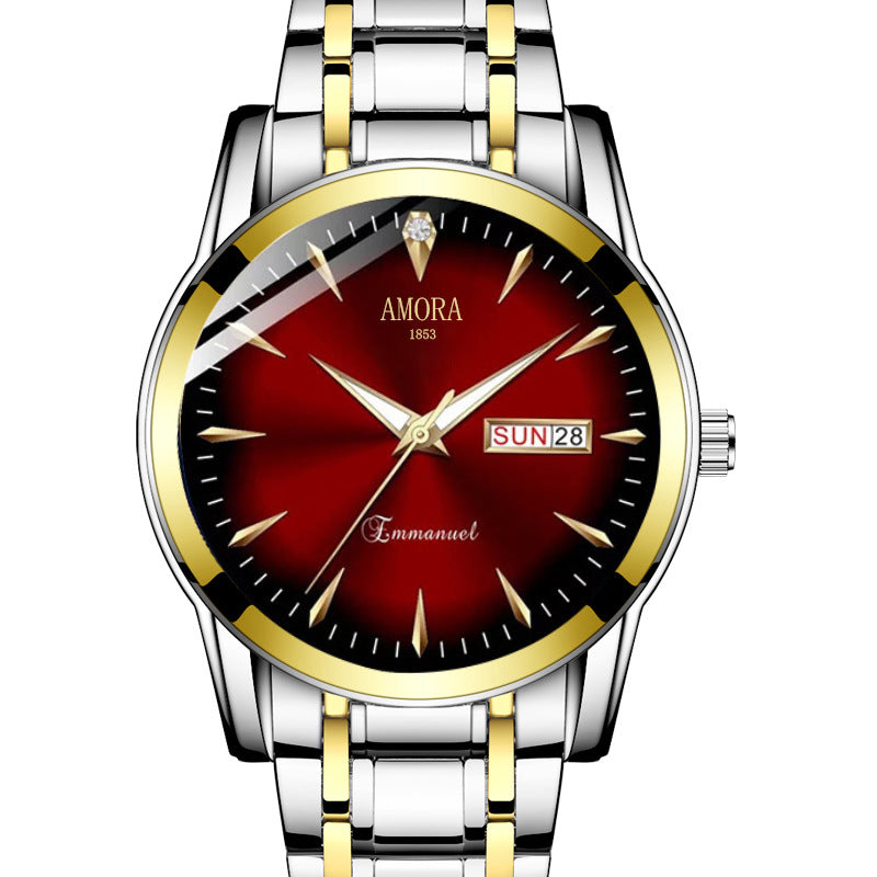 Wholesale amora men's watch - business casual luminous dual calendar non-mechanical casual wristwatch - cross-border waterproof
