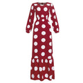 Fashionable chiffon long-sleeve polka dot tiered dress - plus size african women's clothing - perfect for , , and european & american markets