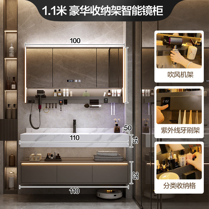 [Spot] Multifunctional storage rack, rock slab hot bending integrated basin, bathroom, washstand, face wash, bathroom cabinet combination