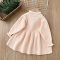 Girls' knitted mushroom dress with lace trim - autumn/winter  new sweet style long dress
