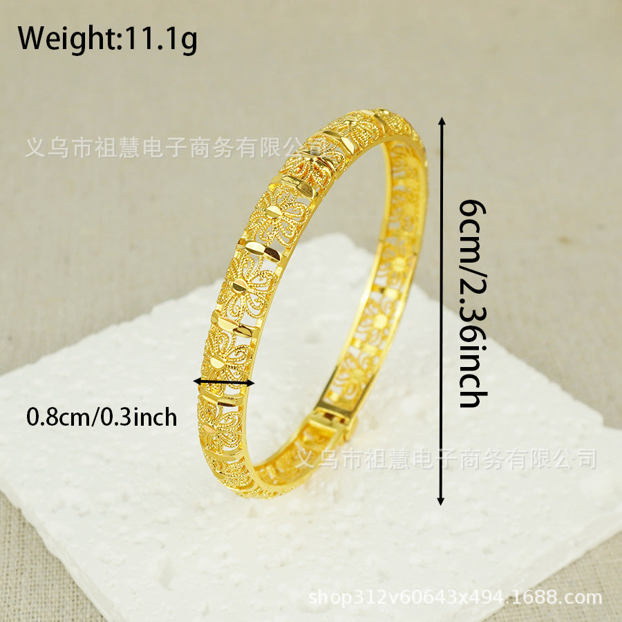 Gold plated bangle ethiopian women's luxury sparkling bracelet middle eastern wedding dubai bridal party gift
