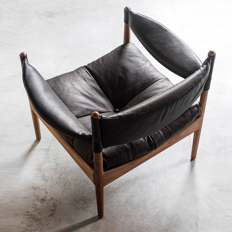Nordic single sofa chair designer hunting chair medieval style living room casual guest chair hotel guest room solid wood chair