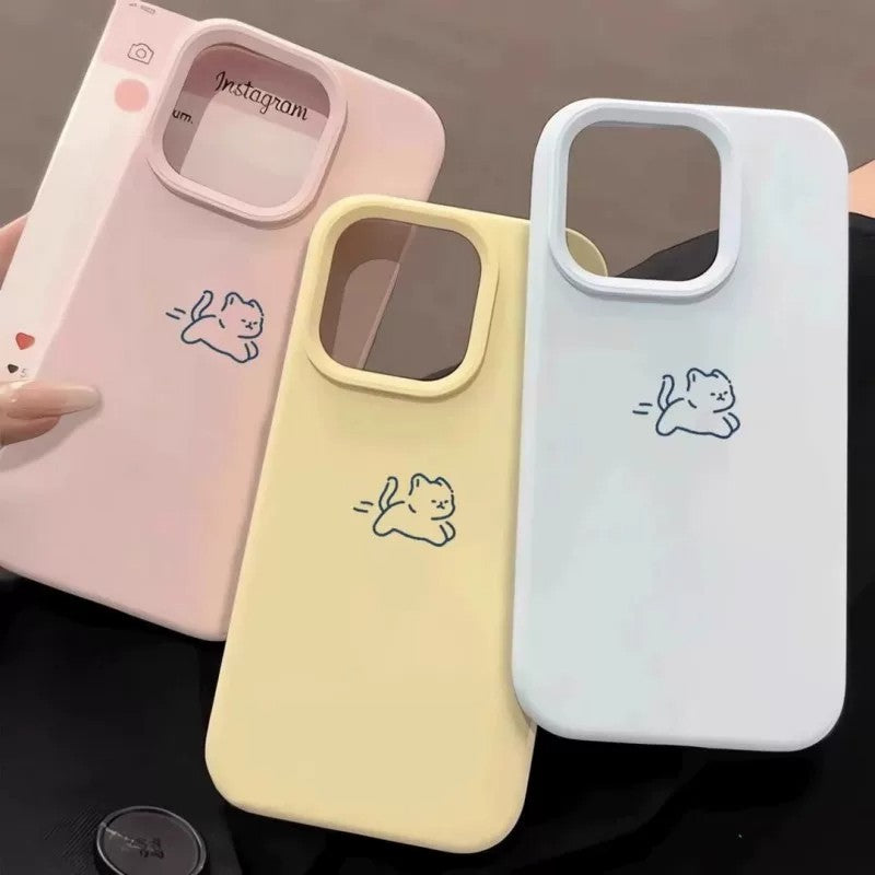 Cute simple drawing kitten suitable for iphone17promax korean style gentle style apple 16 mobile phone protective case