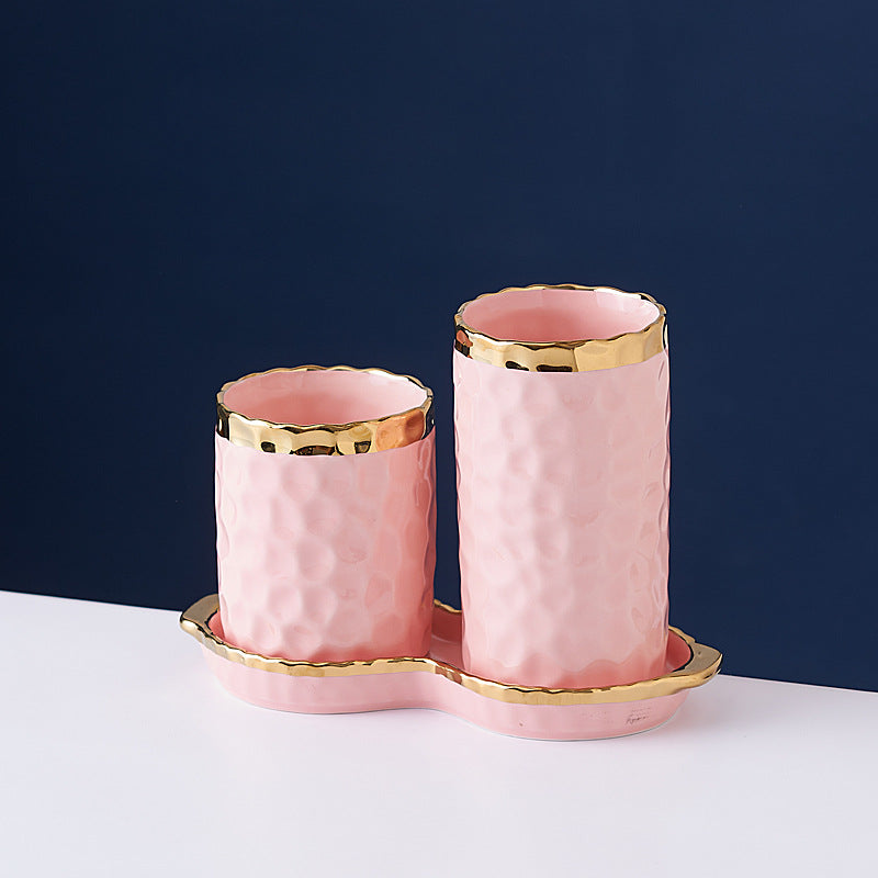 Scandinavianins style ceramic chopstick barrel for home double layer drain chopstick basket knife fork spoon chopstick cage kitchen storage bucket