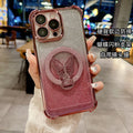 New 17 apple 16 butterfly glitter stand magnetic phone case, four-corner drop protection iphone 15 cover, compatible with iphone 13