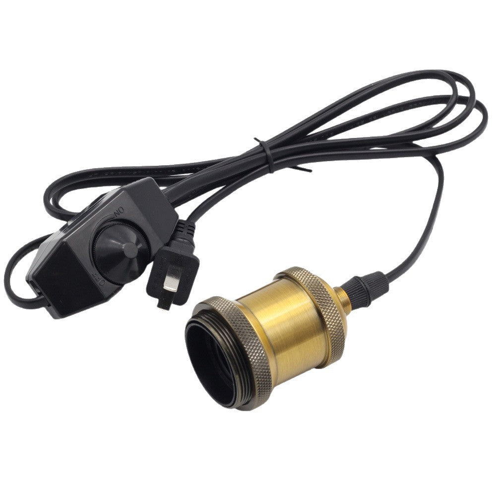 [Edison retro chandelier lamp head] Metal accessories dimming switch wire lamp holder E27 screw aluminum lamp head wire