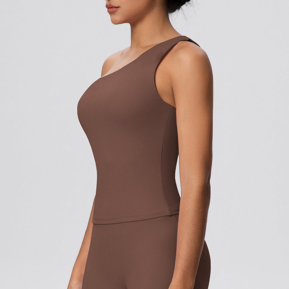 New arrival cross-border double-sided brushed nude pure color tight high elastic sports intimates running fitness yoga wear tops for women
