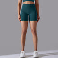 fashion seamless pure colorhigh waist hip lifting tight high elastic yoga shorts sports running fitness three-quarter pants for women