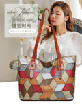 New fashionable textured patchwork shoulder bag, large capacity tote bag, versatile handbag, mom bag, commuter bag, women's bag
