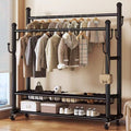 Clothes rack floor-standing bedroom for home double-pole clothes drying rack movable clothes rack indoor clothes storage coat rack