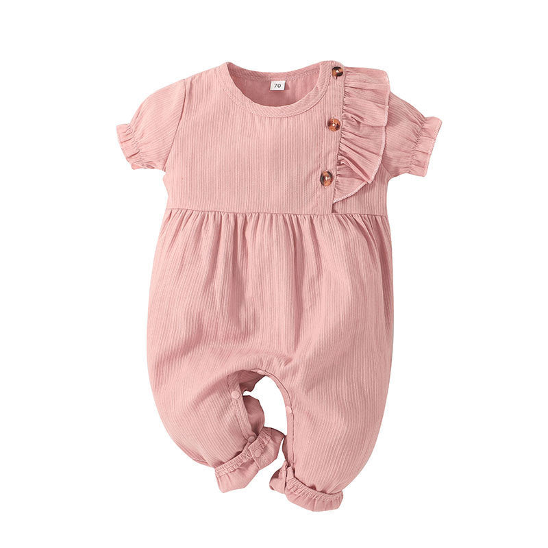 Kids' summer fashion: girls' short-sleeve romper - baby & toddler onesie, casual & simple, 100% cotton