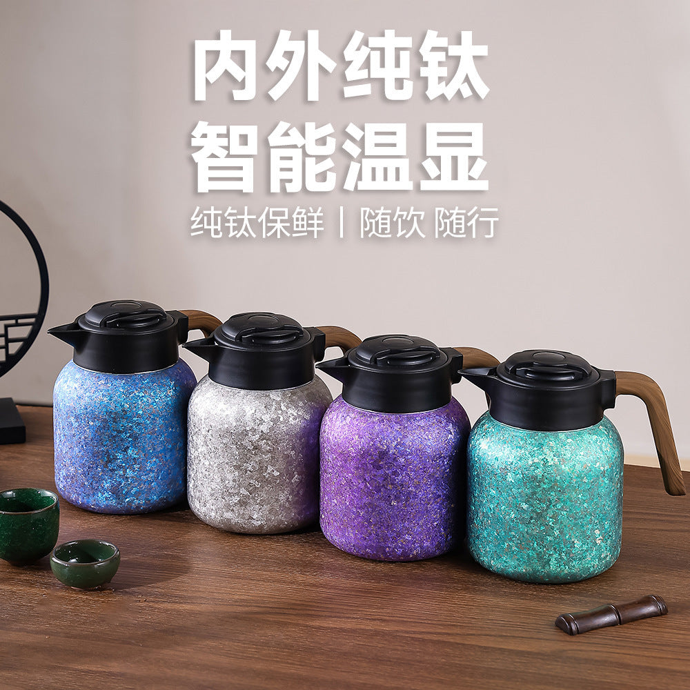 Pure titanium stew teapot gift box intelligent temperature display large capacity health pot gift for home thermos pot tea water separation kettle