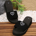 plus size wedge slippers for women 2025new arrivalexport one-word pearl butterfly sandals open peach heart slippers
