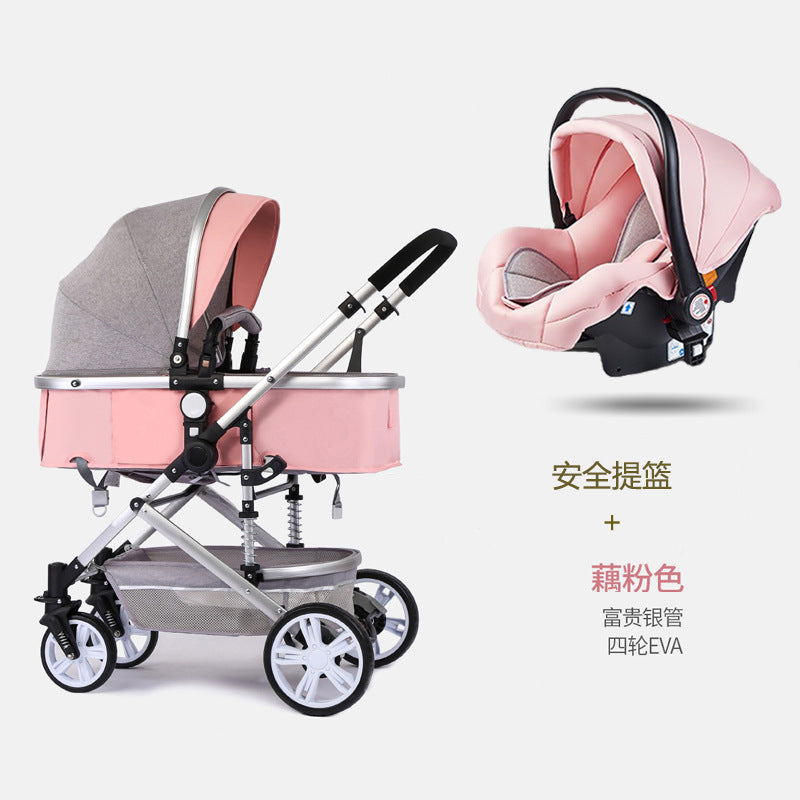 Baby stroller: lightweight, foldable, high-view, shock-absorbing, reversible, suitable for newborns and infants