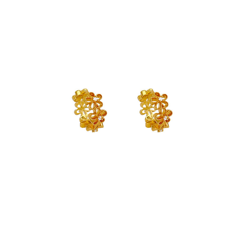French gold filigree floral hoop earrings - 2026 new arrival: exquisite design, elegant and versatile earrings