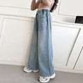 Girls' denim wide-leg pants - spring/autumn  new korean style casual trousers for children and teens - loose fit straight leg jeans