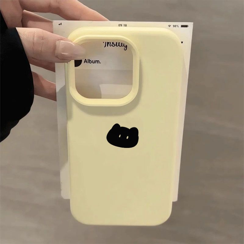 Cute minimalist little black cat head suitable for iphone 17 mobile phone case fresh and gentle style apple 18 protective cover 13
