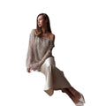 new european and american  style long-sleeve urban casual colorful hollow-out loose fit pullover sequin top for women