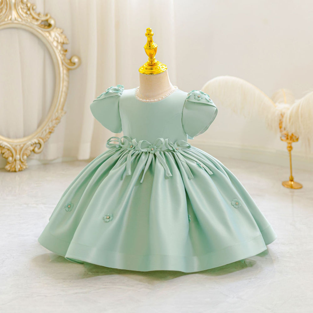 New arrival: children's satin beaded princess dress - perfect for baby girls' birthday parties and special occasions