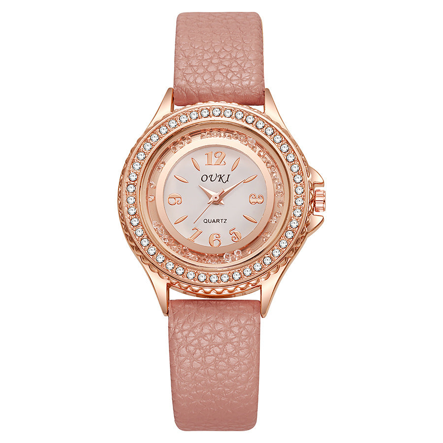 2025 new luxury rhinestone women's watch - fashionable and minimalist round quartz wristwatch for female students - wholesale