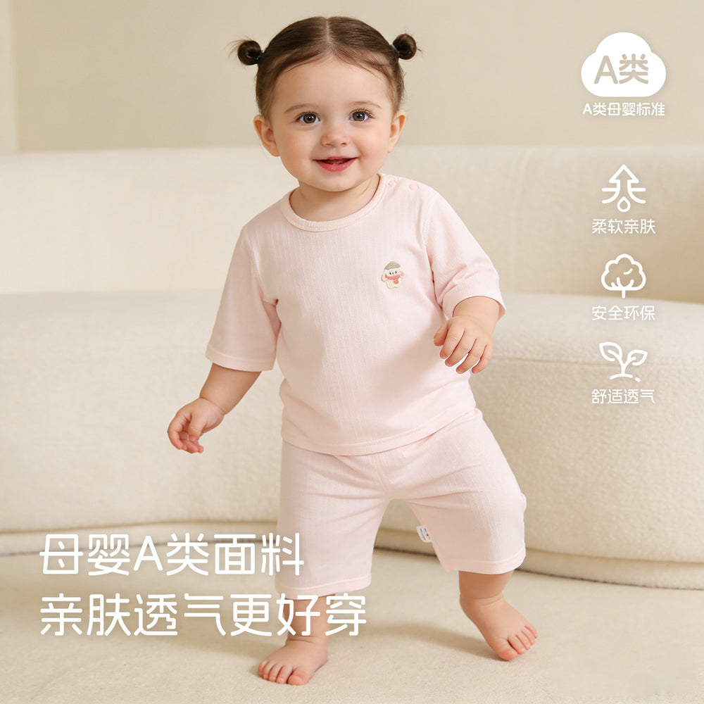 Baby pajamassummer thin breathingkids home clothes summer boys and girls three-quarter sleeves air conditioning clothes separatessuit