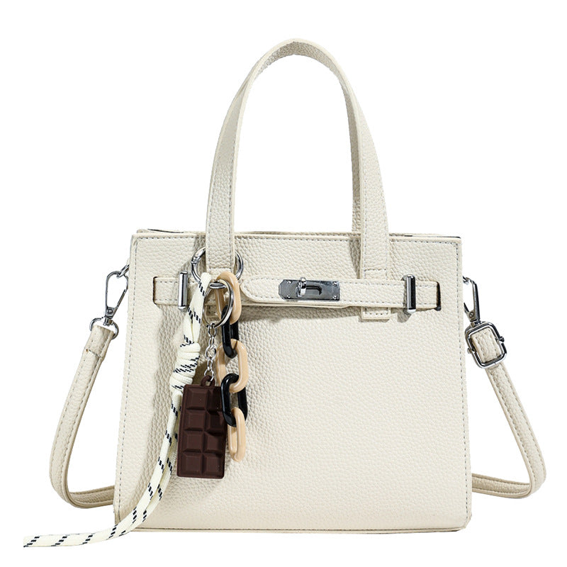 Cross-border niche soft leather portable Kelly bag women's bag 2025 new simple shoulder bag lychee pattern commuter messenger bag