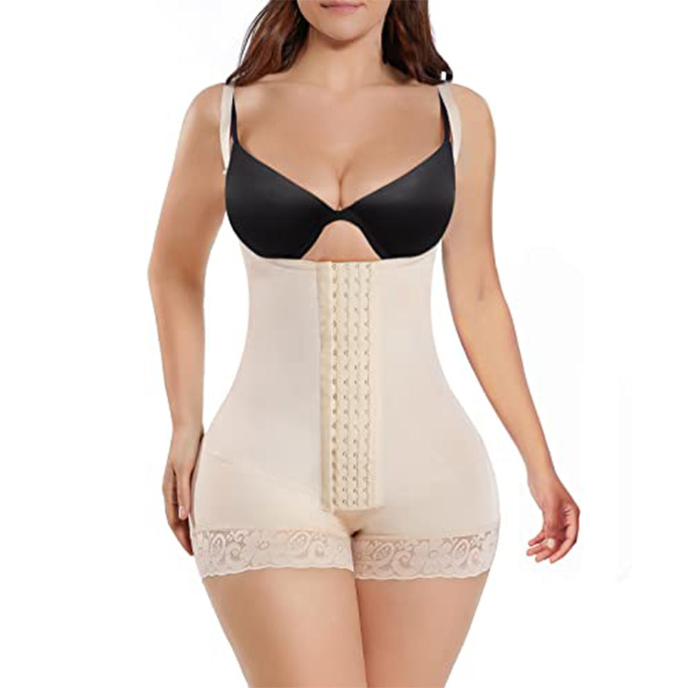 Four-breasted plus size suspender corset mesh waist shaping butt lift postpartum tummy control one-piece body shaping garment for women tight body shaping