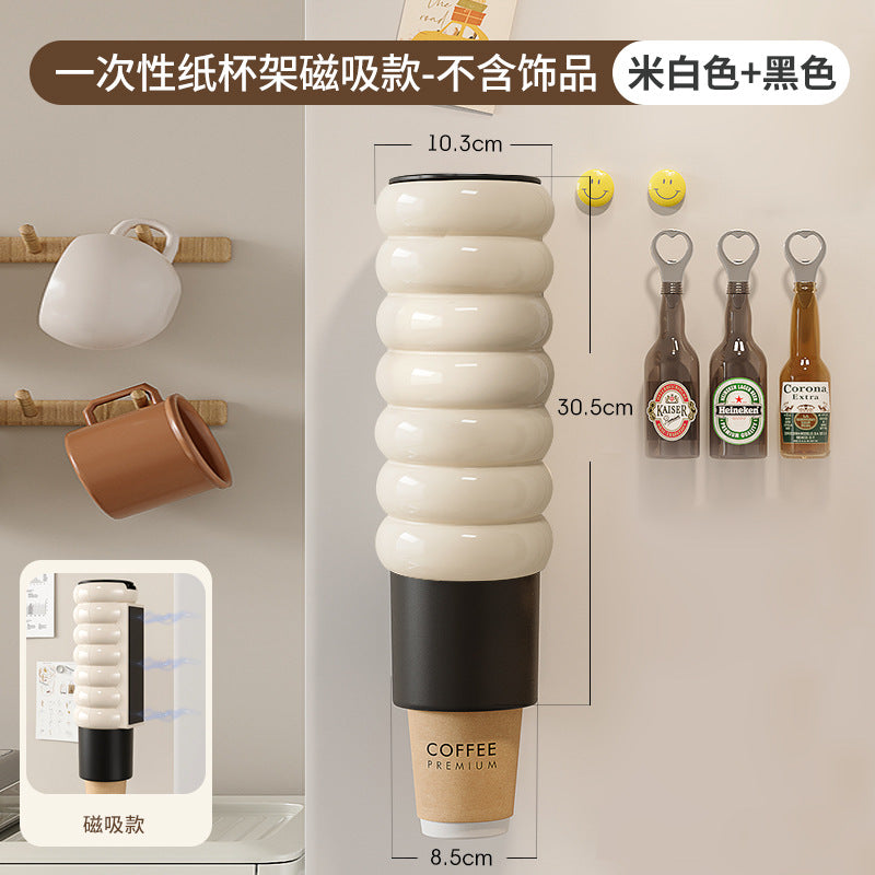 Luxury wall-mounted automatic cup dispenser for disposable cups - no drilling required, high-style design for home or office