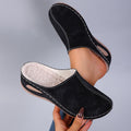 women's baotou thick sole slippers exportautumnew arrivalplus size round toe fleece-lined wedge slippers wholesale