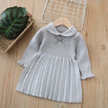 Girls' spring dresses  new spring collection - stylish and popular bowknot pleated skirt sweater dress for kids