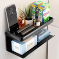 Bathroom tissue box wall-mounted organizer, toilet paper holder, punch-free installation, black