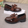 Export cross-border large size small leather shoes  new bow shoes slip-on loafers   dropshipping