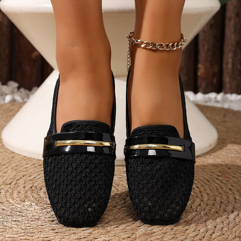 Exportplus sizecut out mesh sandals women's summernew arrival metal buckle round toe flatsflatsmary janeflats
