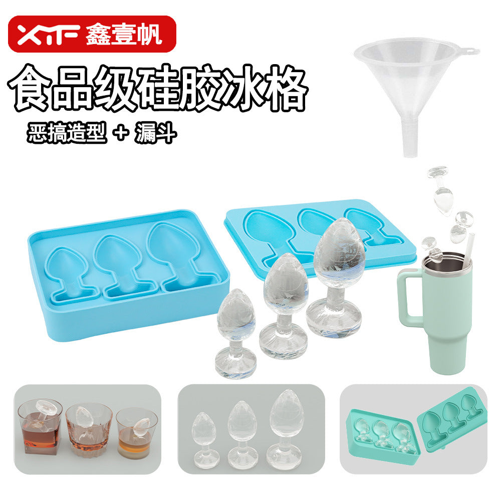Creative Silicone Ice Lattice Mold Party Whiskey Spoof Styling Film Household Food Grade Ice Film with Funnel