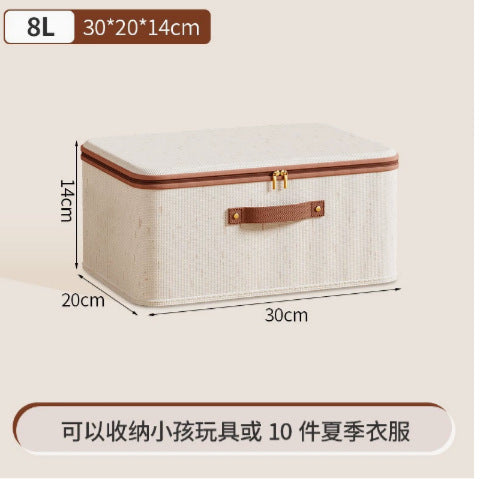 Cross-border new Tianshan cotton and linen zipper storage box with lid, clothes storage box, clothing household bedroom storage box