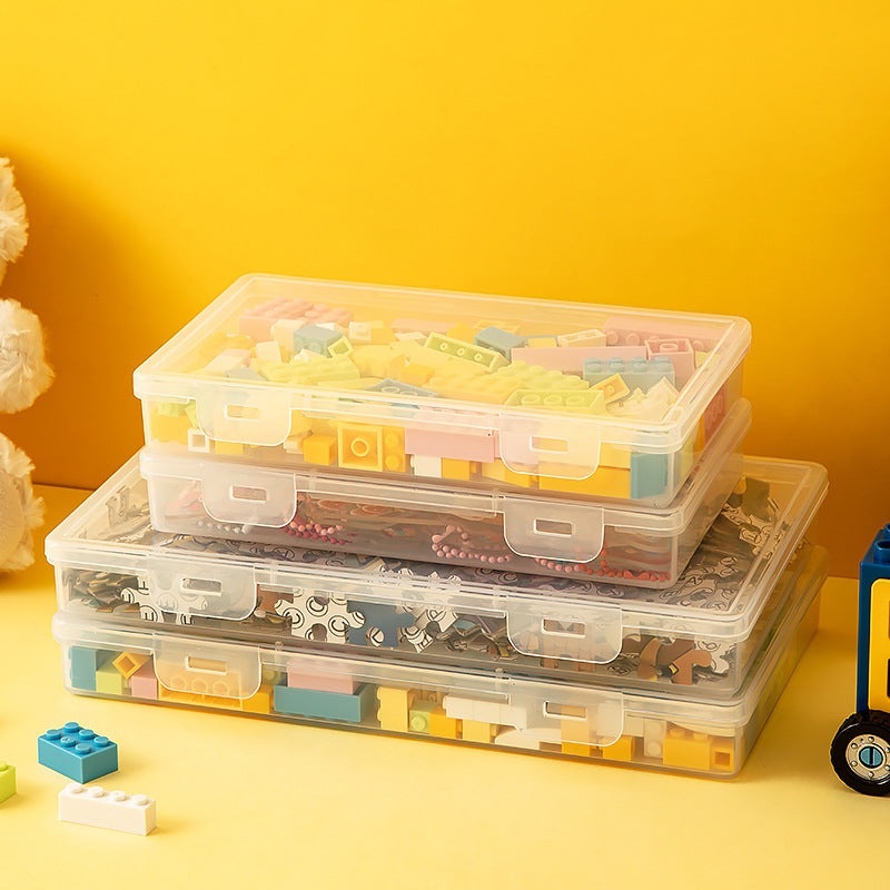 Transparent building block storage box Large capacity drawer Desktop Lego storage box with lid Plastic children's toy storage box