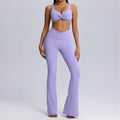 Fashion cross-border spring and summer yoga wear suit women's nude tight sportswear two-piece setcasual horn fitness wear
