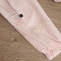girls' summer woven cami top, off-the-shoulder, frosted button-down three-piece set with belt - toddler & little girl outfit - cross-border e-commerce