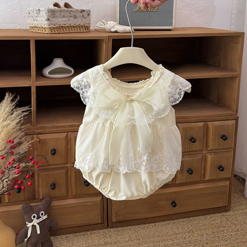Summer lightweight baby girl princess dress infant romper newborn full month 100-day first birthday outfit bodysuit