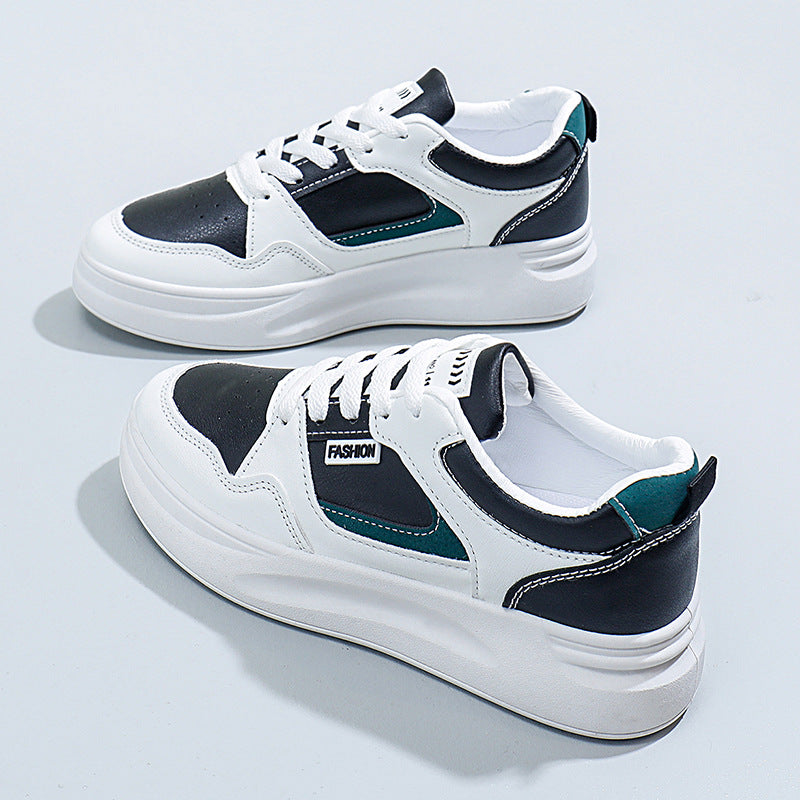 Women's white sneakers - 2025 spring new arrivals: versatile chunky sole shoes for students, korean style, ins & harajuku inspired athletic skate shoes
