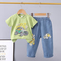 Boys' summer outfit  new style baby summer clothes wholesale off-road car trendy two-piece set for mid-to-large children