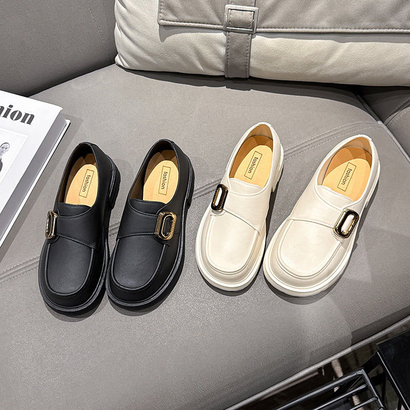 2025 new women's office british style spring/summer versatile skirt black single shoes commute soft sole loafers