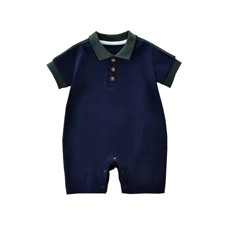 Newborn baby boy romper - short sleeve, lightweight summer style, infant triangle bodysuit, trendy & stylish outfit for outdoor wear