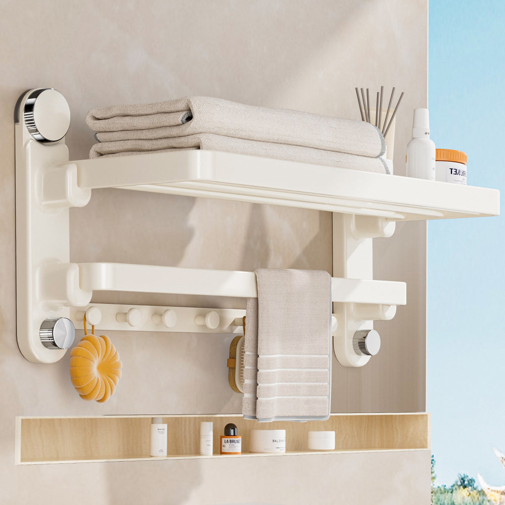 Suction cup towel rack bathroom punch-free bathroom storage rack bathroom all-in-one hanging rod toilet storage towel rack