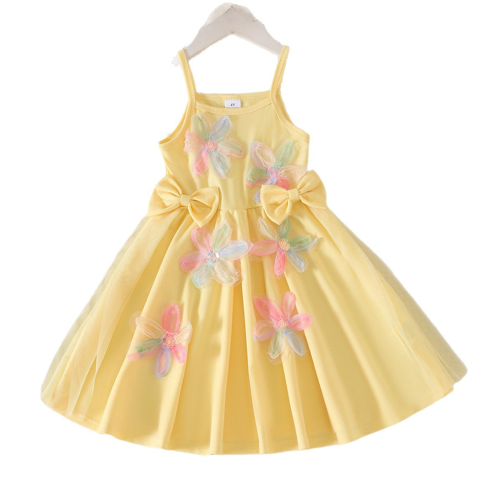 Kids clothing cross-border exclusive for european and american girls new arrival children's yellow dress baby children's clothing