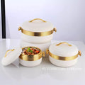 Food warmer container3pcs export cross-border gold handle round thermal insulation box 1-2-3.5l