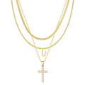 European and american cross-border cross pendant snake bone chain stacking wear necklace set personalized minimalist ins necklace jewelry