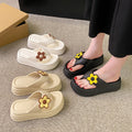 New arrivalcute flower seaside beach slippers women's summer easiest for matchoutwearplatform shoesthick sole sandals internet celebrity flip flops