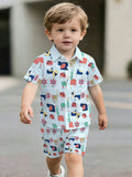 hot-selling children's short-sleeved shirt set, casual shirt set, summer simple stripes, dropshipping available
