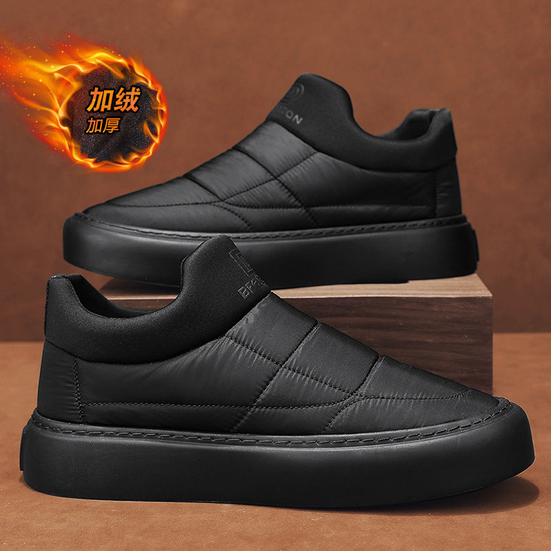 Men's winter new arrival: fleece-lined, extra thick, warm down-lined sneakers - slip-on, driving, casual, and athletic cotton shoes